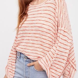 NWT Free People Island Girl Hacci Top Blush Combo